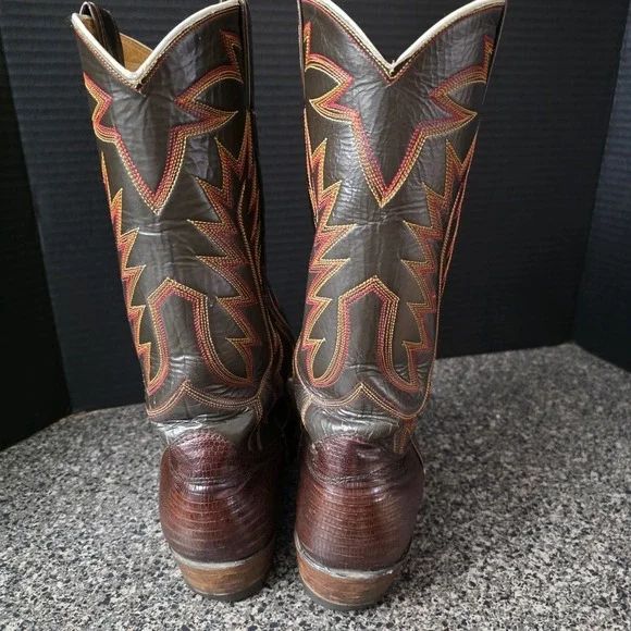 Nocona Men's Western Boots Lizard Leather Brown Cowboy Size 8D Made In USA - Picture 7 of 16